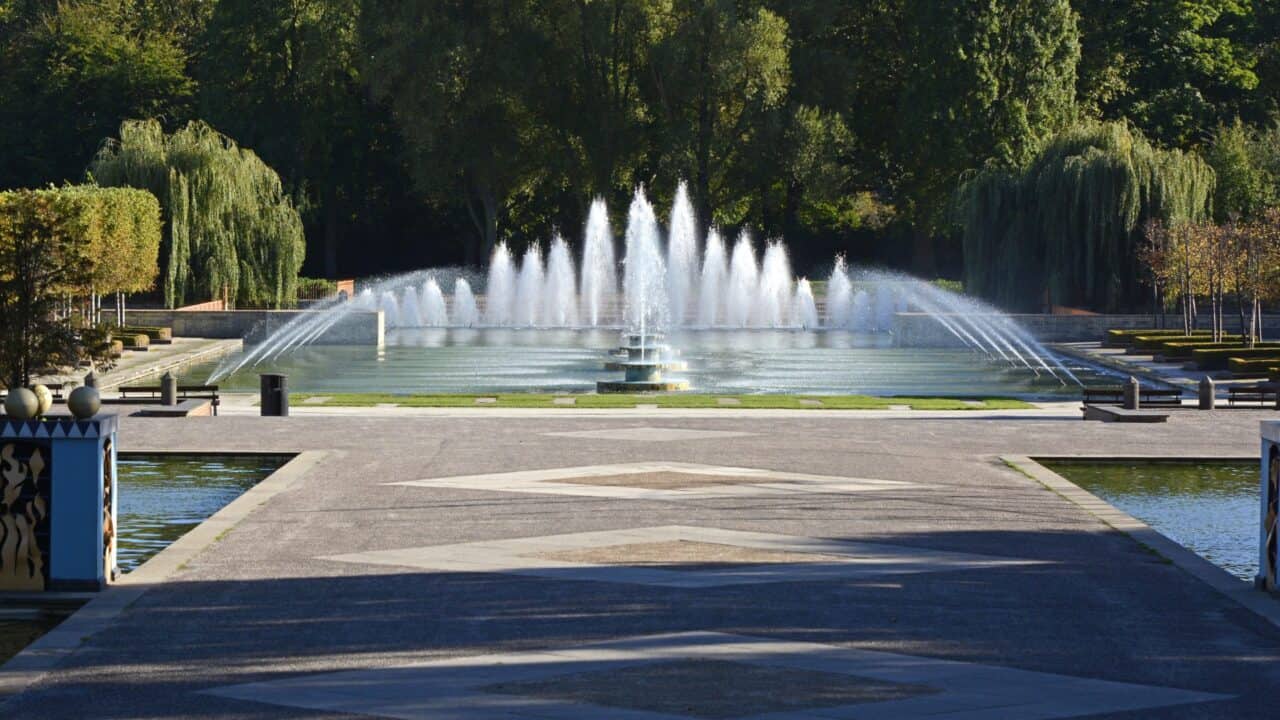 Fountains in Battersea Park, London.